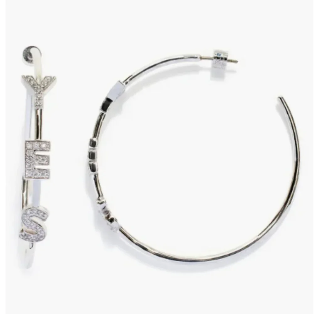 'Yes' Cubic Zirconia Hoop Earrings